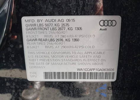 2016 Audi Sq5 3.0T Premium Plus z USA, uszkodzony, nr VIN WA1CCAFP1GA063606